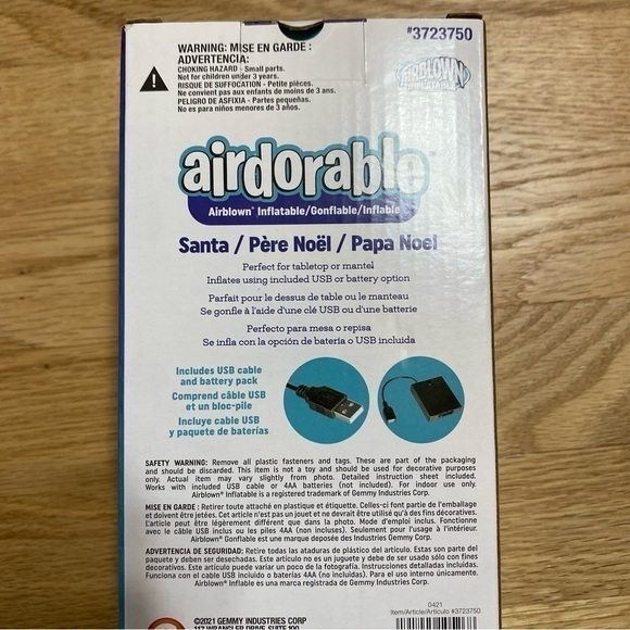 Airdorable Santa Inflatable 22” Battery Operated Indoors Christmas NEW Decor - Picture 4 of 4